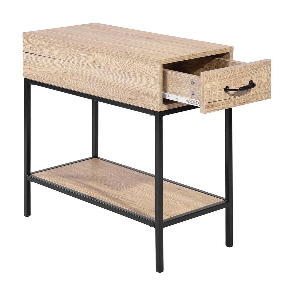 Sargent 23.6 in. Natural Rectangle Wood End Table With Drawer by Homy Casa 9 Sargent 23.6 in. Natural Rectangle Wood End Table With Drawer by Homy Casa - Image 7