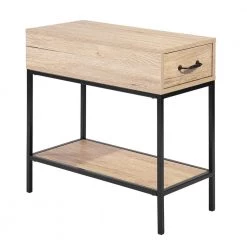 Sargent 23.6 in. Natural Rectangle Wood End Table With Drawer by Homy Casa