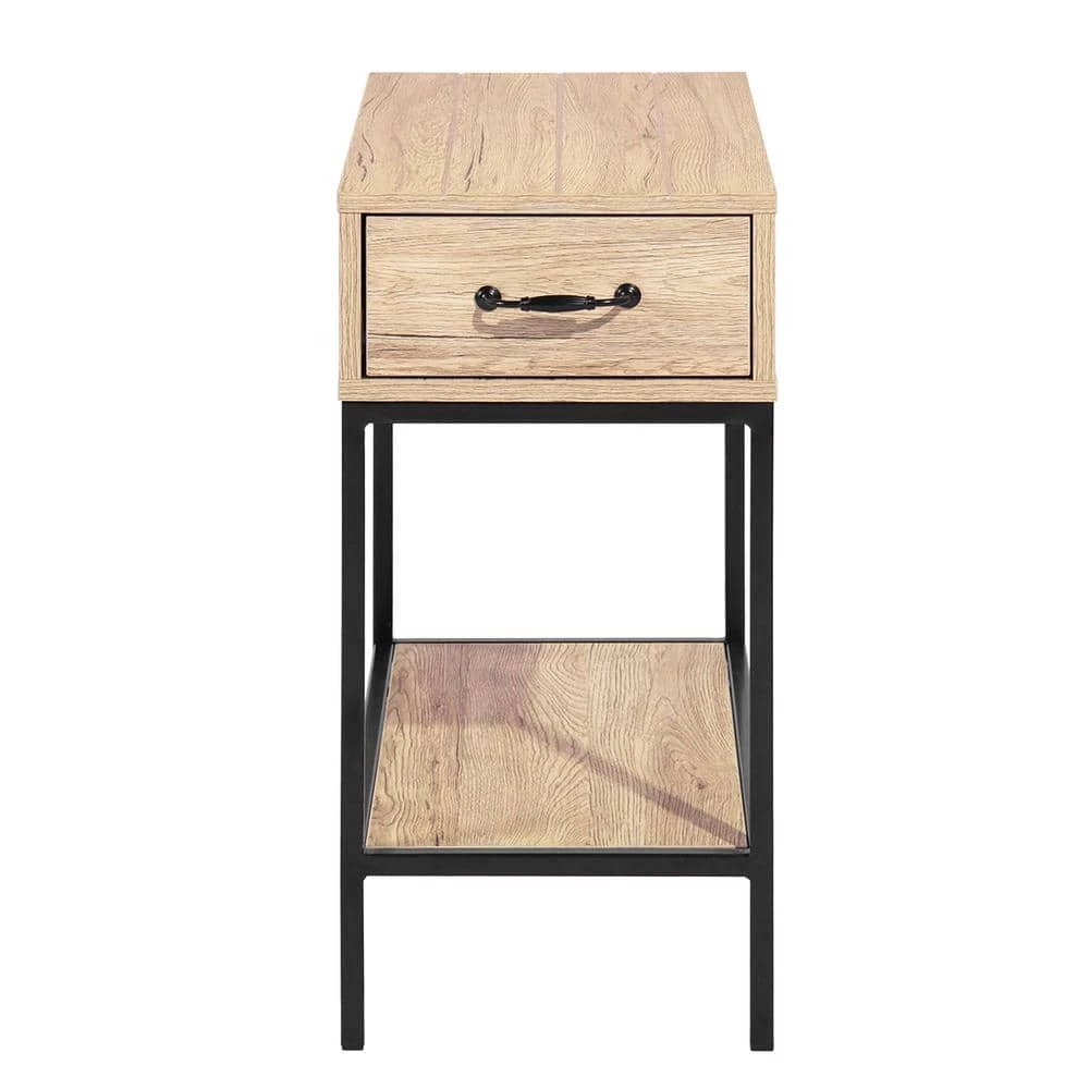 Sargent 23.6 in. Natural Rectangle Wood End Table With Drawer by Homy Casa 8 Sargent 23.6 in. Natural Rectangle Wood End Table With Drawer by Homy Casa - Image 6