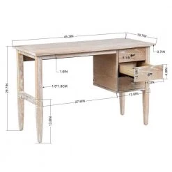 Sydni 45.3 in. Retangle Natural Wood 3 Drawer Writing Desk by Homy Casa -Homy Casa Shop natural homy casa writing desks sydni 44 1000