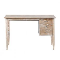 Sydni 45.3 in. Retangle Natural Wood 3 Drawer Writing Desk by Homy Casa -Homy Casa Shop natural homy casa writing desks sydni 4f 1000