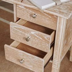 Sydni 45.3 in. Retangle Natural Wood 3 Drawer Writing Desk by Homy Casa -Homy Casa Shop natural homy casa writing desks sydni 76 1000