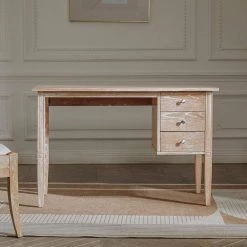 Sydni 45.3 in. Retangle Natural Wood 3 Drawer Writing Desk by Homy Casa -Homy Casa Shop natural homy casa writing desks sydni 77 1000