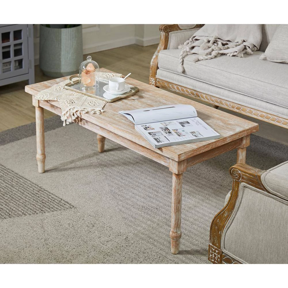 Stiles 43.3 in. Rectangle Natural Wood Coffee Table by Homy Casa 5 Stiles 43.3 in. Rectangle Natural Wood Coffee Table by Homy Casa - Image 3