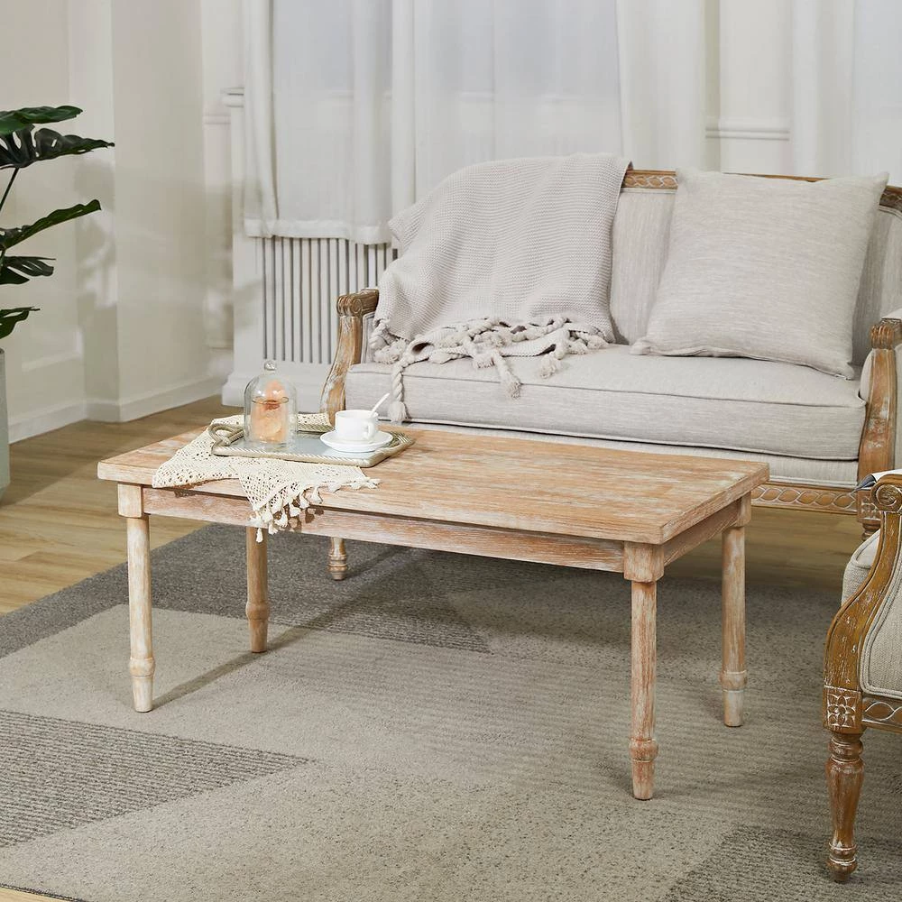 Stiles 43.3 in. Rectangle Natural Wood Coffee Table by Homy Casa 6 Stiles 43.3 in. Rectangle Natural Wood Coffee Table by Homy Casa - Image 4