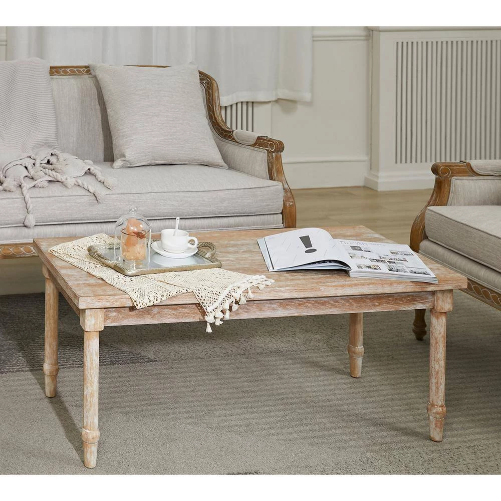 Stiles 43.3 in. Rectangle Natural Wood Coffee Table by Homy Casa 4 Stiles 43.3 in. Rectangle Natural Wood Coffee Table by Homy Casa - Image 2