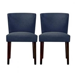 Cambodia Navy Upholstered Solid Wood Dining Chair(Set of 2) by Homy Casa