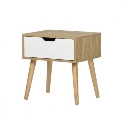 Gessey Oak Color Side Table End Table With Drawer by Homy Casa