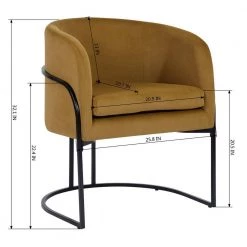 Charles Ochre Velvet with Metal Black Paintting Frame Leisure Chair by Homy Casa -Homy Casa Shop ochre homy casa accent chairs hd charles ochre 44 1000
