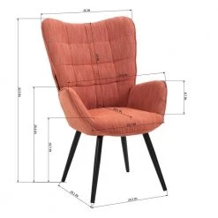 Funkel Orange Fabric Wingback Accent Chair Lounge Chair by Homy Casa -Homy Casa Shop orange homy casa accent chairs funkel papaya 76 1000