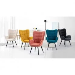 Funkel Orange Fabric Wingback Accent Chair Lounge Chair by Homy Casa -Homy Casa Shop orange homy casa accent chairs funkel papaya d4 1000