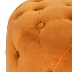 Miya Orange Round Tufted Velvet Ottoman by Homy Casa -Homy Casa Shop orange homy casa ottomans hd miya terracotta 4f 1000