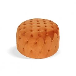 Miya Orange Round Tufted Velvet Ottoman by Homy Casa -Homy Casa Shop orange homy casa ottomans hd miya terracotta 77 1000