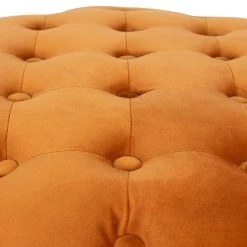 Ottoman Orange Standard Round Tufted Velvet by Homy Casa 12 Ottoman Orange Standard Round Tufted Velvet by Homy Casa -Homy Casa Shop orange homy casa ottomans miya terracotta 1f 1000