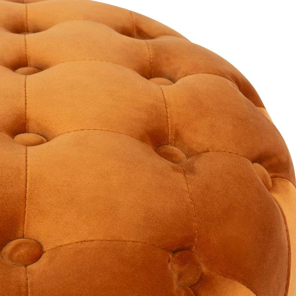 Ottoman Orange Standard Round Tufted Velvet by Homy Casa 6 Ottoman Orange Standard Round Tufted Velvet by Homy Casa - Image 4