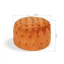 Ottoman Orange Standard Round Tufted Velvet by Homy Casa 10 Ottoman Orange Standard Round Tufted Velvet by Homy Casa -Homy Casa Shop orange homy casa ottomans miya terracotta c3 1000