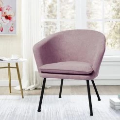 Dixier Pink Accent Barrel Chair Fabric Seat with Cushion by Homy Casa 23 Dixier Pink Accent Barrel Chair Fabric Seat with Cushion by Homy Casa -Homy Casa Shop pink homy casa accent chairs dixier pink 31 1000
