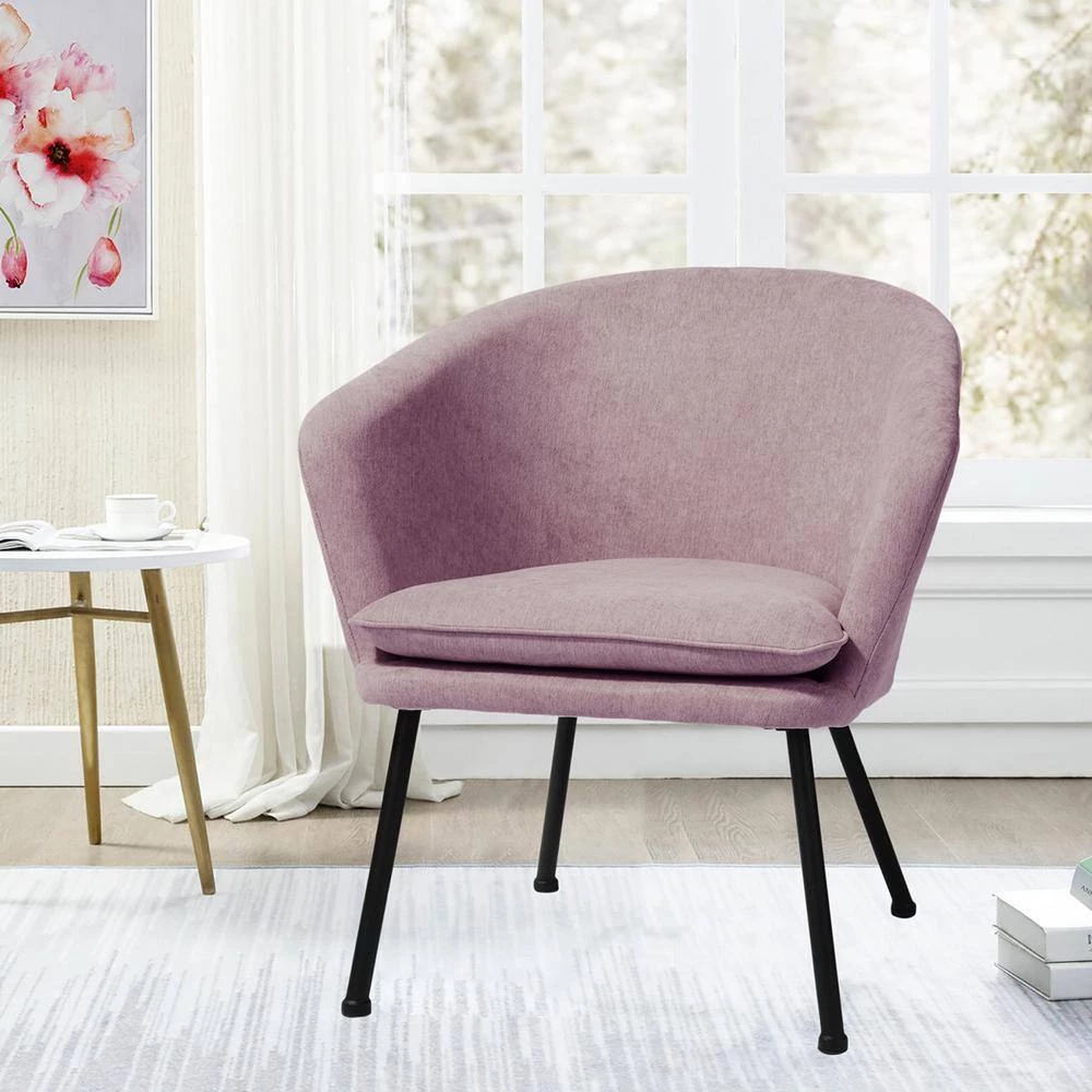Dixier Pink Accent Barrel Chair Fabric Seat with Cushion by Homy Casa 13 Dixier Pink Accent Barrel Chair Fabric Seat with Cushion by Homy Casa - Image 11