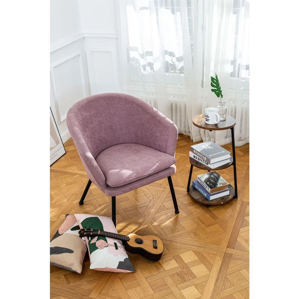 Dixier Pink Accent Barrel Chair Fabric Seat with Cushion by Homy Casa 5 Dixier Pink Accent Barrel Chair Fabric Seat with Cushion by Homy Casa - Image 3