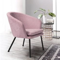 Dixier Pink Accent Barrel Chair Fabric Seat with Cushion by Homy Casa 17 Dixier Pink Accent Barrel Chair Fabric Seat with Cushion by Homy Casa -Homy Casa Shop pink homy casa accent chairs dixier pink 77 1000
