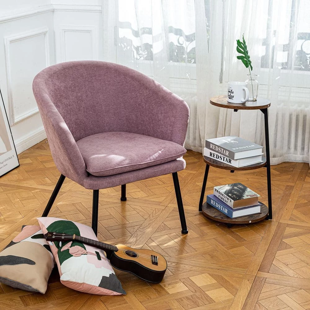 Dixier Pink Accent Barrel Chair Fabric Seat with Cushion by Homy Casa 4 Dixier Pink Accent Barrel Chair Fabric Seat with Cushion by Homy Casa - Image 2