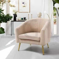 Leisure Chair Pink Solid Wood Arm Chair by Homy Casa