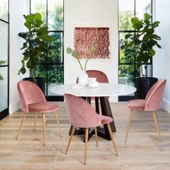 Zomba Pink Velvet Dining Chair (Set of 2) by Homy Casa 23 Zomba Pink Velvet Dining Chair (Set of 2) by Homy Casa -Homy Casa Shop pink homy casa accent chairs zomba rose velvet diamond kd metal sy 31 1000