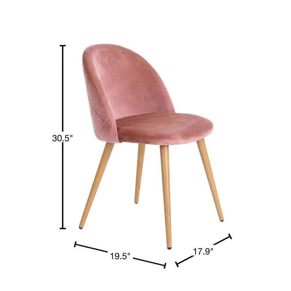 Zomba Pink Velvet Dining Chair (Set of 2) by Homy Casa 5 Zomba Pink Velvet Dining Chair (Set of 2) by Homy Casa - Image 3