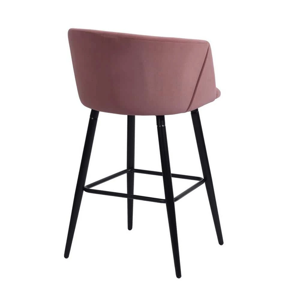 Pink Barstool Dining Room Counter Rose with Low Back (Set of 2) by Homy Casa 7 Pink Barstool Dining Room Counter Rose with Low Back (Set of 2) by Homy Casa - Image 5