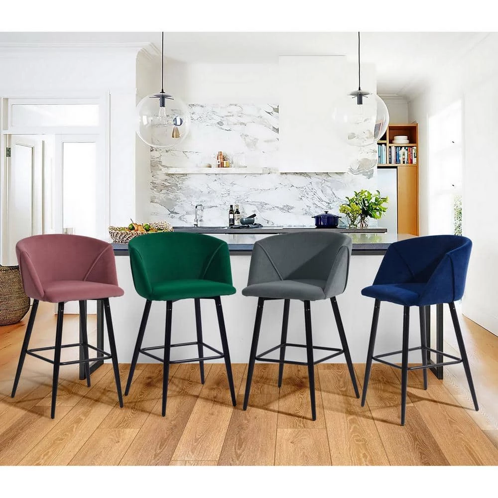 Pink Barstool Dining Room Counter Rose with Low Back (Set of 2) by Homy Casa 11 Pink Barstool Dining Room Counter Rose with Low Back (Set of 2) by Homy Casa - Image 9