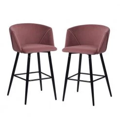 Pink Barstool Dining Room Counter Rose with Low Back (Set of 2) by Homy Casa