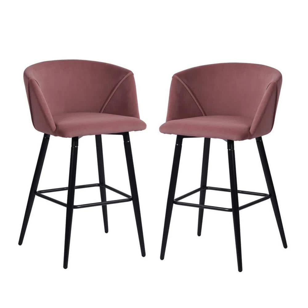 Pink Barstool Dining Room Counter Rose with Low Back (Set of 2) by Homy Casa 3 Pink Barstool Dining Room Counter Rose with Low Back (Set of 2) by Homy Casa