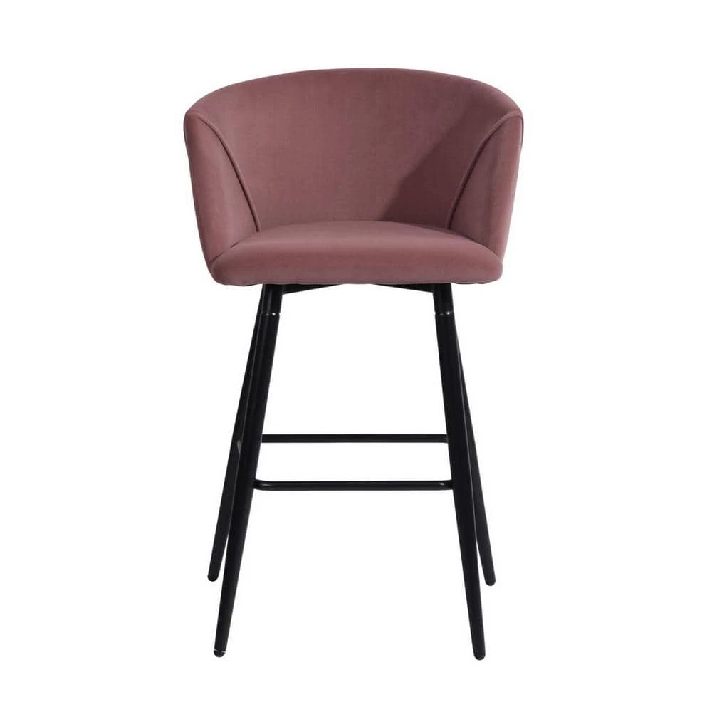 Pink Barstool Dining Room Counter Rose with Low Back (Set of 2) by Homy Casa 5 Pink Barstool Dining Room Counter Rose with Low Back (Set of 2) by Homy Casa - Image 3