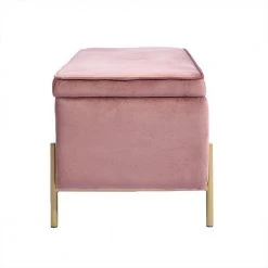 Tudor Pink Velvet Upholstered Flip Top Storage Bench( 17.3'' D * 41.3'' W * 17.3'' H ) by Homy Casa -Homy Casa Shop pink homy casa bedroom benches tudor pink 1f 1000