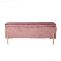 Tudor Pink Velvet Upholstered Flip Top Storage Bench( 17.3'' D * 41.3'' W * 17.3'' H ) by Homy Casa -Homy Casa Shop pink homy casa bedroom benches tudor pink 44 1000