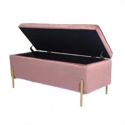Tudor Pink Velvet Upholstered Flip Top Storage Bench( 17.3'' D * 41.3'' W * 17.3'' H ) by Homy Casa -Homy Casa Shop pink homy casa bedroom benches tudor pink c3 1000