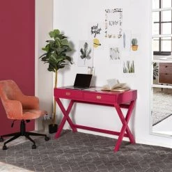 Mavis 44.1 in. Raspberry Pink Rectangular Wood Board Desk With 2-Drawers by Homy Casa 21 Mavis 44.1 in. Raspberry Pink Rectangular Wood Board Desk With 2-Drawers by Homy Casa -Homy Casa Shop pink homy casa console tables hd mavis raspberry pink 31 1000