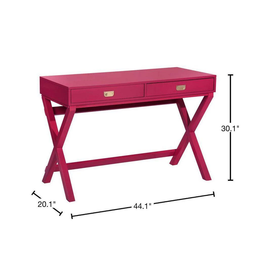 Mavis 44.1 in. Raspberry Pink Rectangular Wood Board Desk With 2-Drawers by Homy Casa 5 Mavis 44.1 in. Raspberry Pink Rectangular Wood Board Desk With 2-Drawers by Homy Casa - Image 3