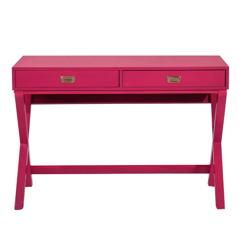 Mavis 44.1 in. Raspberry Pink Rectangular Wood Board Desk With 2-Drawers by Homy Casa 6 Mavis 44.1 in. Raspberry Pink Rectangular Wood Board Desk With 2-Drawers by Homy Casa - Image 4