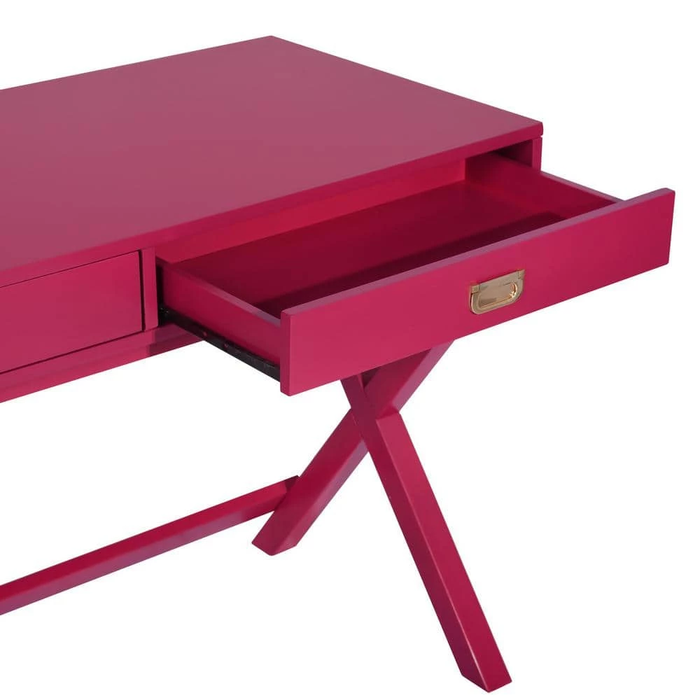 Mavis 44.1 in. Raspberry Pink Rectangular Wood Board Desk With 2-Drawers by Homy Casa 10 Mavis 44.1 in. Raspberry Pink Rectangular Wood Board Desk With 2-Drawers by Homy Casa - Image 8