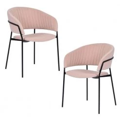 Pink Dining Chair Upholstered (Set of 2) by Homy Casa