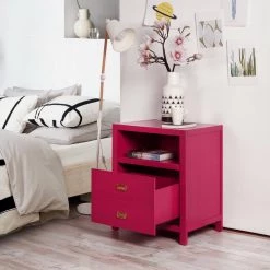 Loralie 1-Drawer Pink Nightstand 27.2 in. H x 22.3 in. W x 16.9 in. D by Homy Casa 23 Loralie 1-Drawer Pink Nightstand 27.2 in. H x 22.3 in. W x 16.9 in. D by Homy Casa -Homy Casa Shop pink homy casa nightstands hd loralie raspberry pink 31 1000