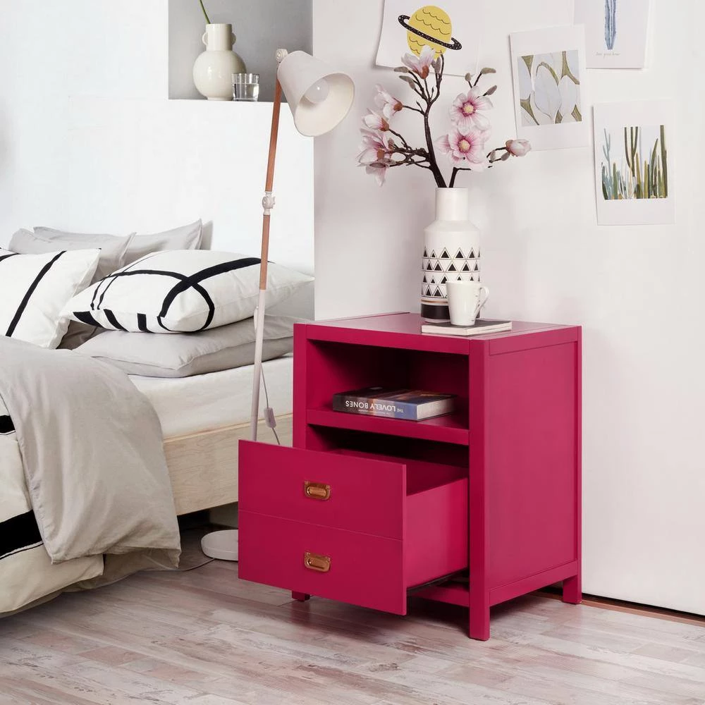 Loralie 1-Drawer Pink Nightstand 27.2 in. H x 22.3 in. W x 16.9 in. D by Homy Casa 13 Loralie 1-Drawer Pink Nightstand 27.2 in. H x 22.3 in. W x 16.9 in. D by Homy Casa - Image 11