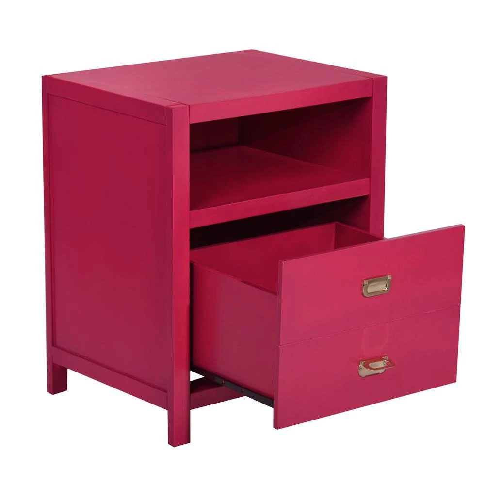 Loralie 1-Drawer Pink Nightstand 27.2 in. H x 22.3 in. W x 16.9 in. D by Homy Casa 8 Loralie 1-Drawer Pink Nightstand 27.2 in. H x 22.3 in. W x 16.9 in. D by Homy Casa - Image 6
