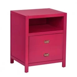Loralie 1-Drawer Pink Nightstand 27.2 in. H x 22.3 in. W x 16.9 in. D by Homy Casa