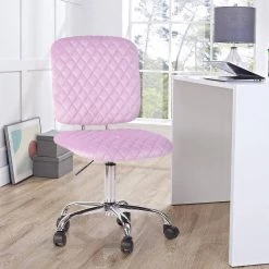Pink Fabric Seat Swivel Office Chair by Homy Casa -Homy Casa Shop pink homy casa office stools hd deni lilac 31 1000