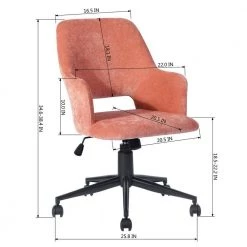 Office Chair Armchair Coral Secretary Adjustable Swivel Upholstered Computer Pink by Homy Casa -Homy Casa Shop pink homy casa task chairs boga coral 44 1000