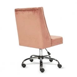 Tronco Rose Velvet Upholstered Task Chair Office Chair Studded Silver Chromed Base by Homy Casa 17 Tronco Rose Velvet Upholstered Task Chair Office Chair Studded Silver Chromed Base by Homy Casa -Homy Casa Shop pink homy casa task chairs tronco rose 1f 1000