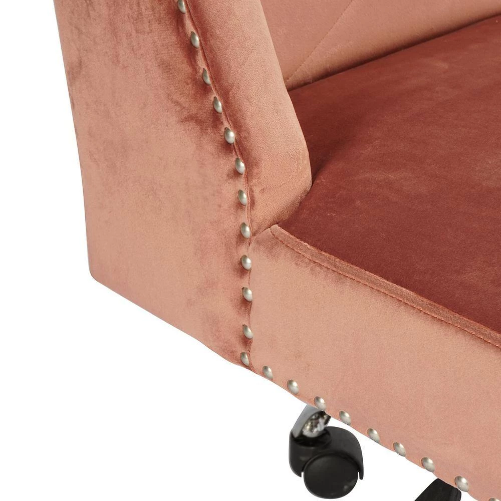 Tronco Rose Velvet Upholstered Task Chair Office Chair Studded Silver Chromed Base by Homy Casa 9 Tronco Rose Velvet Upholstered Task Chair Office Chair Studded Silver Chromed Base by Homy Casa - Image 7