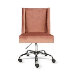 Tronco Rose Velvet Upholstered Task Chair Office Chair Studded Silver Chromed Base by Homy Casa 16 Tronco Rose Velvet Upholstered Task Chair Office Chair Studded Silver Chromed Base by Homy Casa -Homy Casa Shop pink homy casa task chairs tronco rose c3 1000